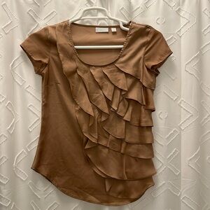 New York & co XS gold ruffle blouse
